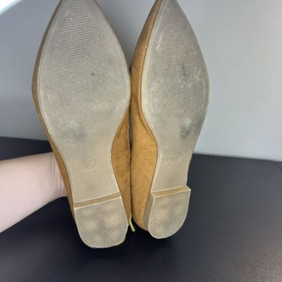Mossimo Supply Co. Tan Camel Suede Flats Women's Size 10 Pointed Toe Lace Up - Picture 9 of 16